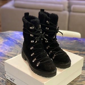 Sigerson Morrison Shearling and Leather lace up Winter Booties